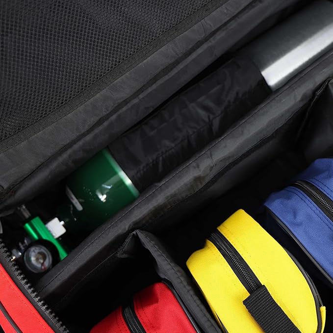 Lightning X Personalized Modular Oxygen Trauma Bag w/Hidden Cylinder Compartment, Accessory Pouches & Custom Embroidered Name Or Logo - LXMB65 RED