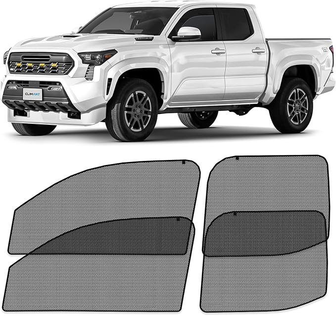 CLIM ART Magnetic Car Window Shades for Toyota Tacoma Double Cab 2024-2026 – Custom-Fit Sun Blocker Curtains, Side Window Covers, Essential Car Accessories for Privacy Protection - MS0276