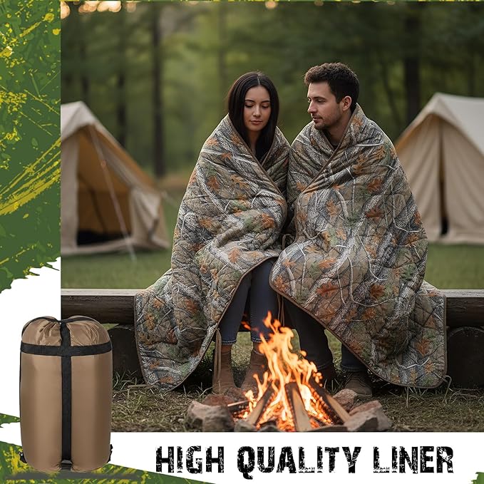 Barydat 1/2/3 Pack 80 x 60/92 x 64 Inch Woobie Blanket Military Poncho Liner Hunting Blanket Waterproof Thermal Poncho Liner with Bag Camo for Outdoor Camping Hiking