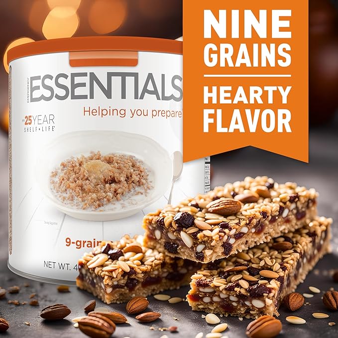 Emergency Essentials 9-Grain Cereal #10 Can - 48 Servings, High-Fiber Whole Grains, Long-Term Food Storage, Shelf-Stable Emergency Breakfast Mix, Bulk Pantry Staple