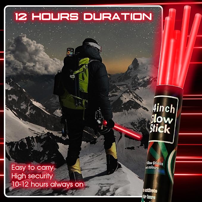 Lewtemi 10 Pcs Large Glow Sticks Big Giant Jumbo Halloween Christmas Emergency Light Stick for Camping Accessories, Survival Kit