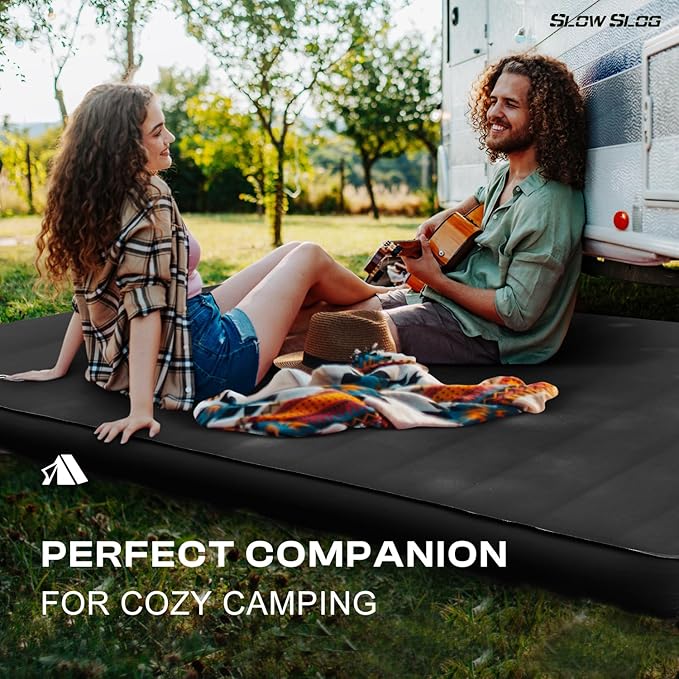 Self-Inflating Sleeping Pad with Portable Electric Air Pump, 4in Thick Memory Foam Camping Mattress for Tent Cot & Car Travel, Fast Inflate & Deflate Camping Pad, Black