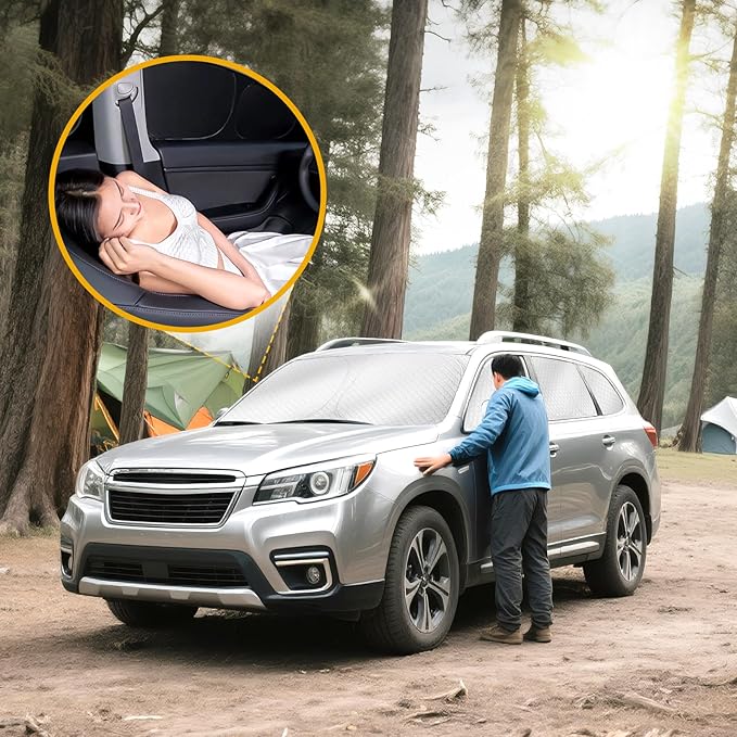 ZATOTOO Car Window Shades Outback 2020-2024 Custom Sun Shades Full Set Front and Rear Windshield Side Triangle Window Covers Total Blackout Privacy UV Protection Heat Blocking for Camping Napping
