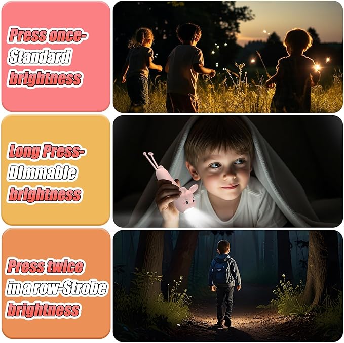 Easter Bunny Kid‘s Flashlight Rechargeable, Led Flashlight, Fun and Easter Rabbit Kid Flashlight Suitable for Camping and Outdoor Exploration, Dog Walking, Birthday Gift
