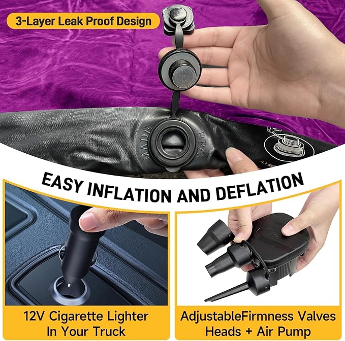 Umbrauto Truck Bed Air Mattress: Inflatable Pickup Camping Mattress for 5.5-5.8ft Full Size Short Truck Bed, Blow Up Pick Up Truck Tent Air Bed for Outdoor Travel