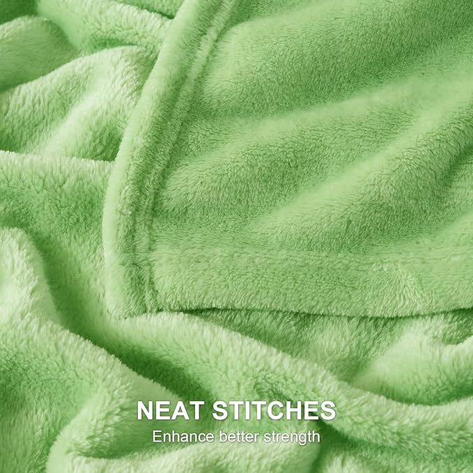 Hansleep Fleece Grass Green Throw XL Blanket, Super Soft Flannel Fuzzy Plush Cozy Blanket for All Seasons, Grass Green, Throw XL 50x70 Inches