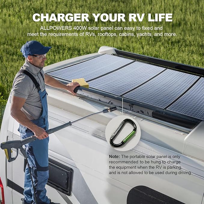 ALLPOWERS SP037 400W Portable Solar Panel, 23% Efficient IP66 Waterproof Foldable for RV Camping Home & 12V Systems, Compact Power Solution（SP037-400W