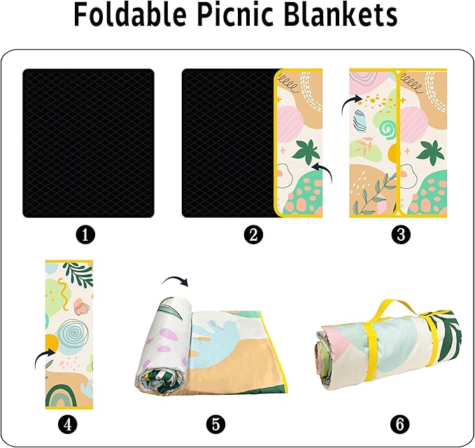 Supfitness Extra Large Picnic Blankets Waterproof Foldable (80 "x 80") Beach Blanket Waterproof Sandproof,3-Layer Thicking Mat Outdoor Packable Camping Blanket