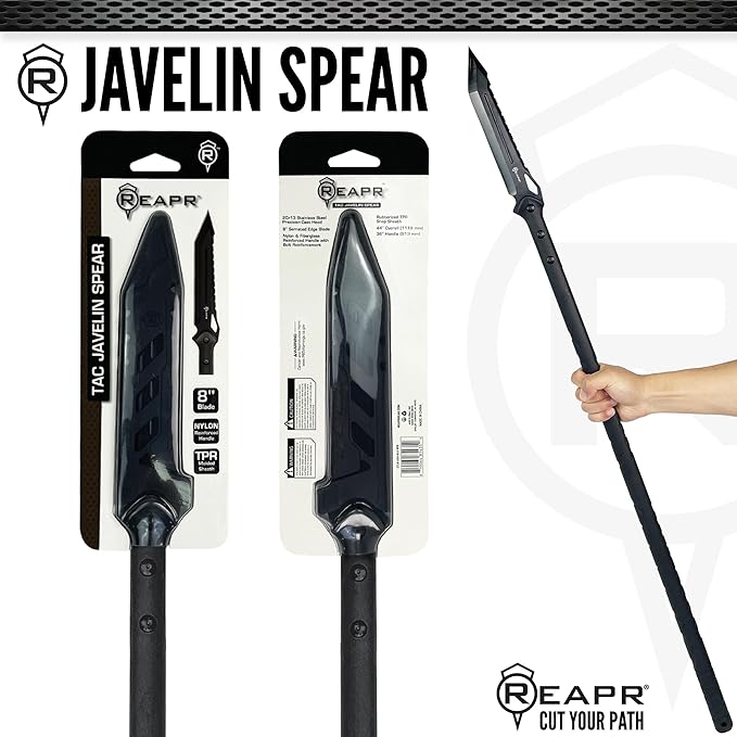 Reapr TAC Javelin Spear – 44″ Spear with 8″ Stainless Steel Blade and Nylon-Fiberglass Shaft for Outdoor, Throwing, and Utility Use