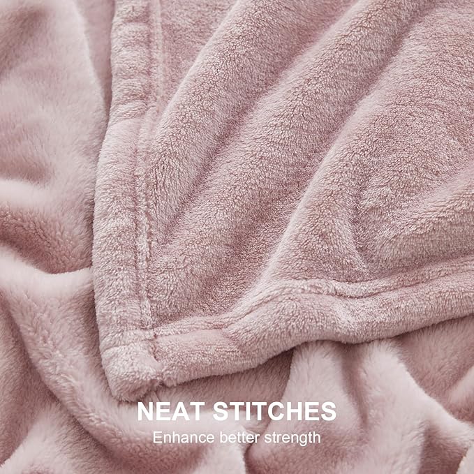 Hansleep Fleece Pink Full Blanket, Super Soft Flannel Fuzzy Plush Cozy Blanket for All Seasons, Pink, Full 84x90 Inches