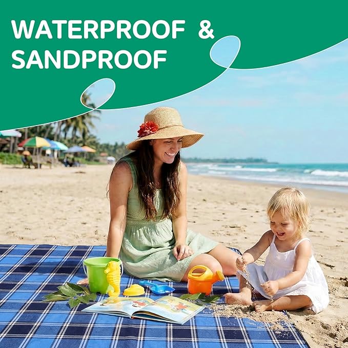 Waterproof Beach Blanket Picnic Outdoor Camp Mat Towel Family Beach Trip Essentials Summer Vacation Must Have Travel Accessories Lake Day Necessities Stuff Thing Need Gear Gift Supplies Item Gadget