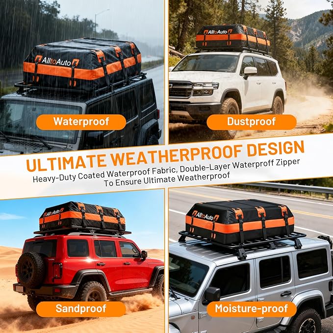 Car Rooftop Cargo Carrier 21 Cubic feet 100% Waterproof Heavy Duty PVC for All Cars with/Without Rack, Includes Anti-Slip Mat, 10 Reinforced Straps, 6 Door Hooks, Luggage Lock