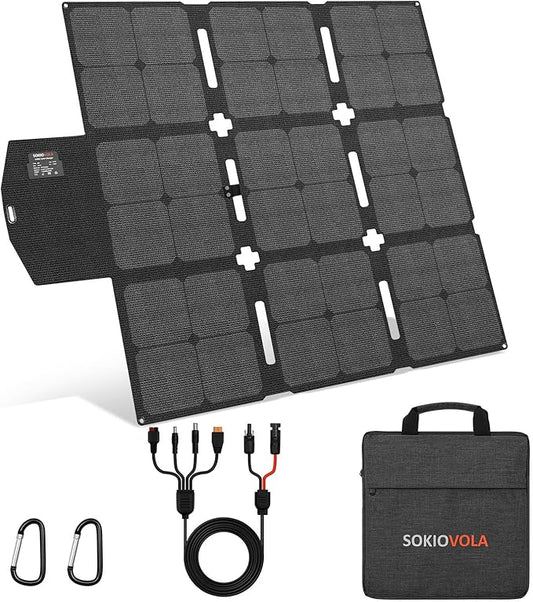 SOKIOVOLA 120W Foldable Solar Panel with MC-4 Connector Portable Solar Panel for Camping Folding Solar Panel Charger for Portable Power Station Laptops RV