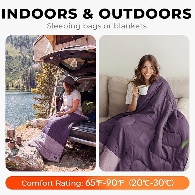 Ultralight Warm Weather Sleeping Bag - Portable, Waterproof, Compact Lightweight, Comfort with Compression Sack - Great for Outdoor Camping, Backpacking & Hiking