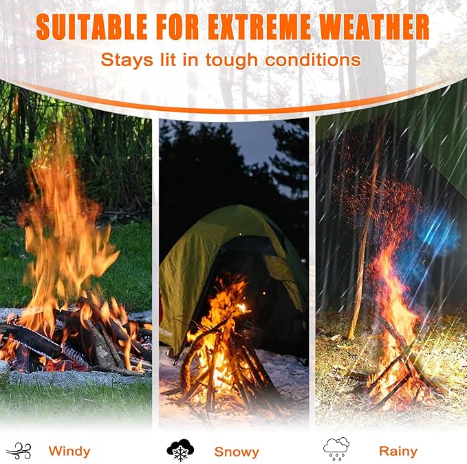 E500 Fire Plugs Emergency Fire Starters, 50 Count Waterproof Fire Plugs for Survival Kits, Power Outages, Camping & Outdoor Use