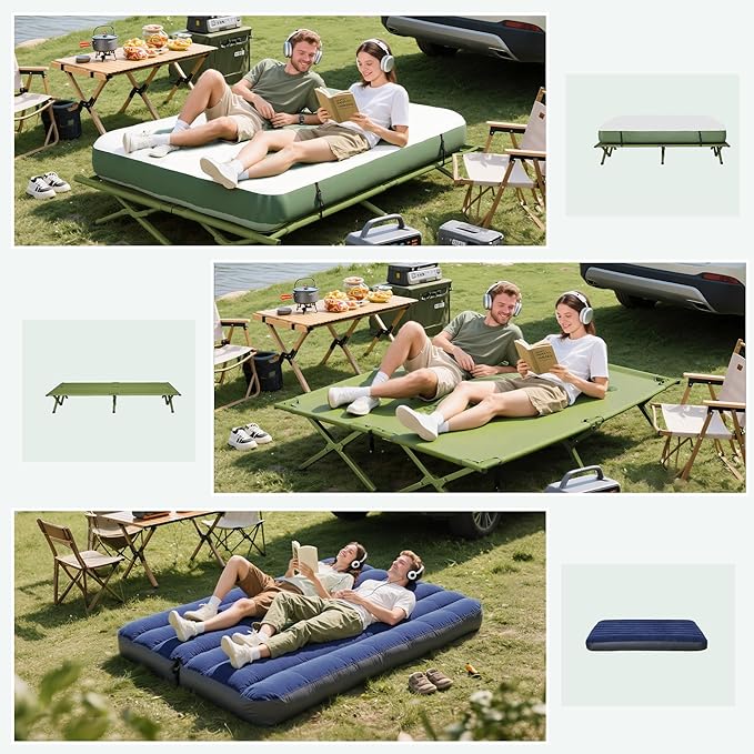 Outsunny Camping Tent Cot, Folding Tent Cot Combo with Mattress, Pillow, Sleeping Bag, Roller Carrying Bag, Off Ground Travel Camp Cot for Hiking, Backpacking