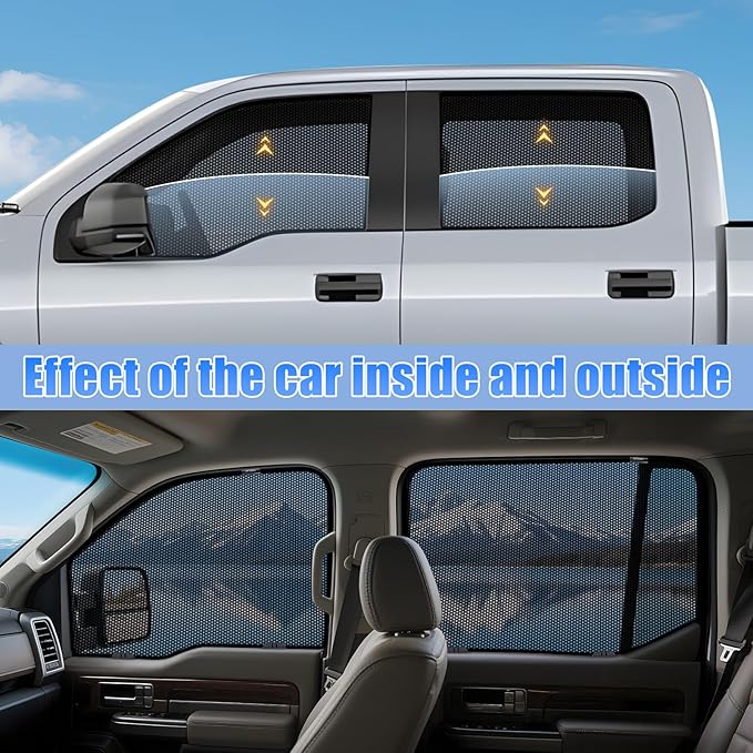 ZATOOTO F-150 Car Window Shades for 2015-2020, F-150 Car Window Screen for Camping Baby Window Shade, Full Coverage Side Window Shade with Breathable Mesh