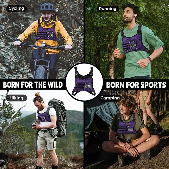 koculemi Outdoor Sports Chest Bag for Men, Chest Vest Holster Fits Most Pistols, EDC Travel Chest Pack for Running, Hiking