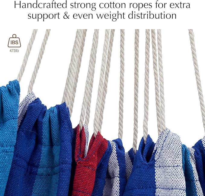 PNAEUT Double Hammocks for Outside, Replacement Outdoor Tree Hammock for Indoor Patio Porch Garden (Denim, Medium)