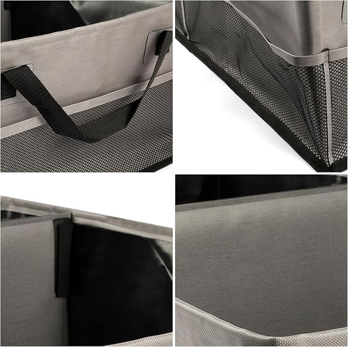 HiMagics Collapsible Waterproof Car Trunk Organizer, Soft PVC Storage Bin with Rugged PVC-Coated Fabric for SUV & Truck (Stone Gray REG)
