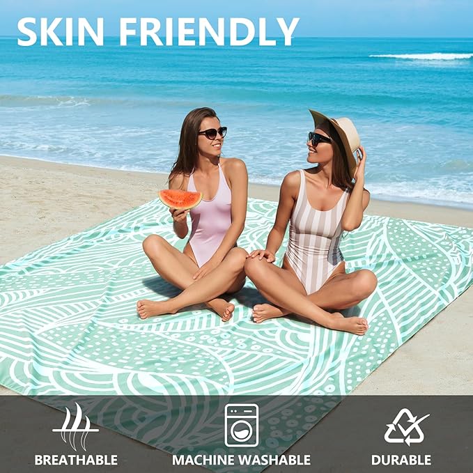 HIHOHO Beach Blanket Waterproof Sandproof Extra Large Beach Mat 79" X 83"/120"x108"for 1-8 Adults Quick Drying Durable Outdoor Picnic Mat for Beach Travel Camping Hiking