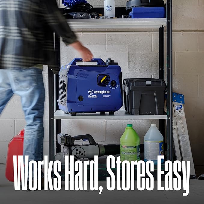 Westinghouse 2550 Peak Watt Super Quiet & Lightweight Portable Inverter Generator, RV Ready 30A Outlet, Gas Powered, CO Sensor, Parallel Capable, Long Run Time,Blue
