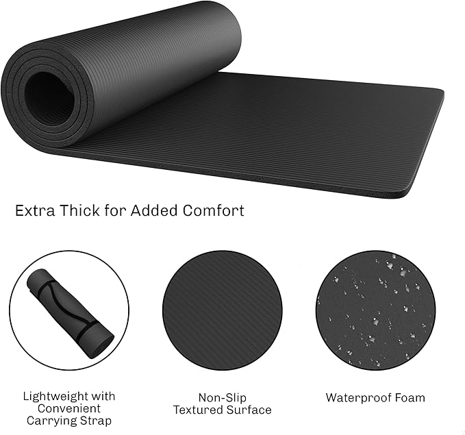Foam Sleeping Pad - Lightweight 1-Inch Mat for Camping, Cots, Tents, Backpacking, and Yoga - Non-Slip and Waterproof with Handle by Wakeman