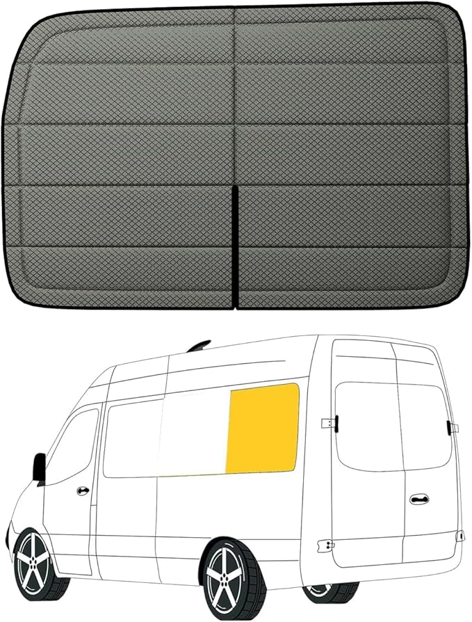 Driver Rear Window Cover for Mercedes-Benz Sprinter 170WB, 2007-2026, Magnetic Insulated Blackout Sunshade, XPE Foam Core, AllSeasonGuard