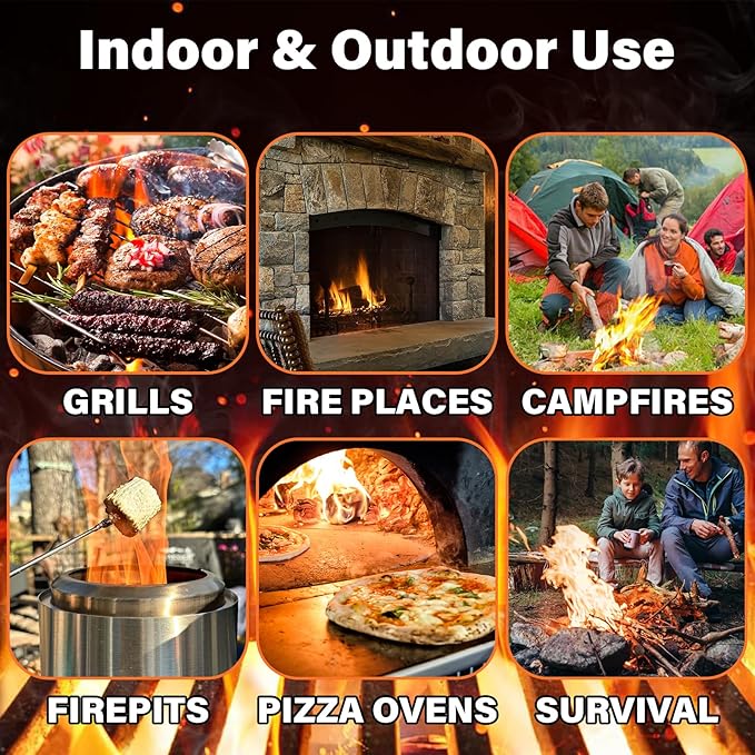 HGD Fire Starter(32pcs), Natural Charcoal Starters, Firestarters for Indoor Fireplace, BBQ, Campfire, Wood Stove, Chimney, Fire Pit, Grill, Smoker, Indoor Outdoor Use, Weather-Resistant