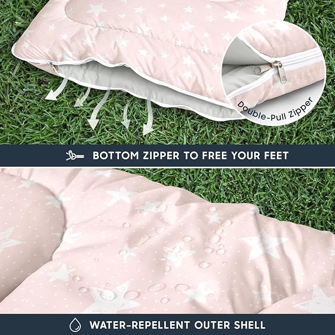 Wake In Cloud - Star Kids Sleeping Bag for Boys Girls Toddlers, Camping in Warm Cold Weather, Backpacking Lightweight Compact Outdoor Liner for 3 Seasons Summer Spring Fall
