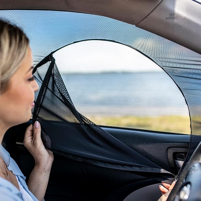 Large SUVs Compact Vans Front Window Screens for Camping Front Window Sun Shade Driver Side Window Bug Screen Zipper Added Increased Ventilation