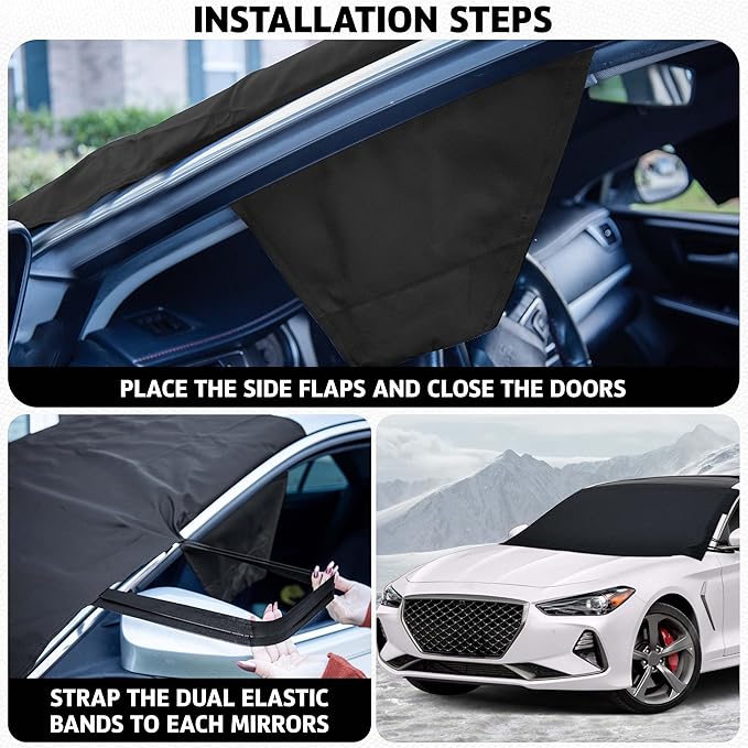 Autovir Truck Windshield Cover for Ice and Snow | SUV Snow Cover - Frost Cover Gives Protection from Snow and Ice | Car Cover for Snow | Winter Car Accessories | X-Large 72" x 43"