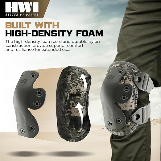 HWI Gear Next Generation Knee Pad for Protection: Combat, Mechanics, Construction, Hunting, Landscaping, Outdoor Survival, Heavy Duty Industrial Grade, Adjustable