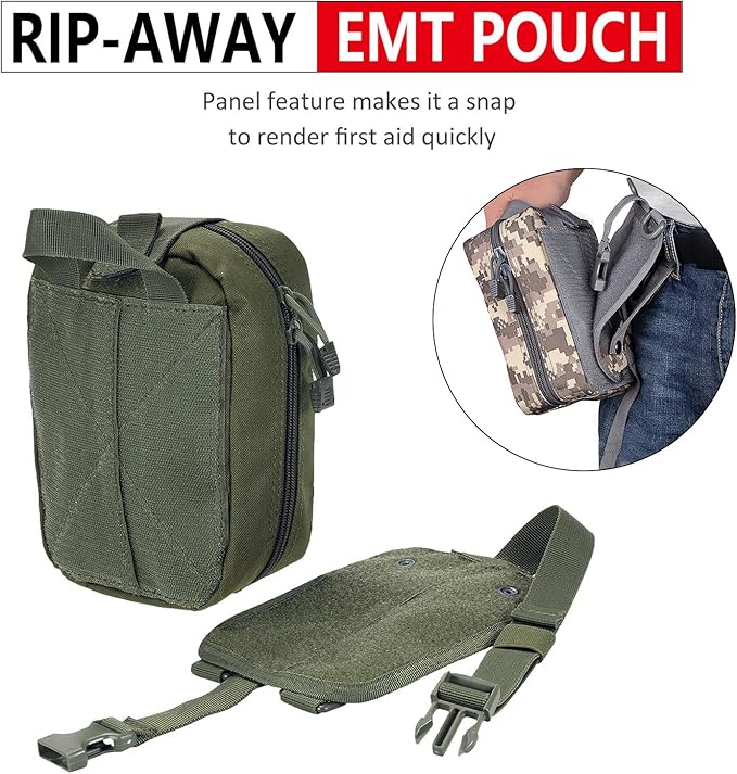 first aid kit bag empty Molle ifak pouch emt tactical medical pouch med rip away belt pouch small rescue tool pouches (OD)