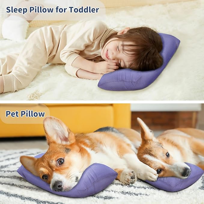 Pro Goleem Small Pillow 11"x7"x2.5" for Camping and Traveling with Name Tag Mini Tiny Pillow for Toddler Sleeping and Chair Car Air Nap Neck Lumbar Knee Rest Pillows, Lavender