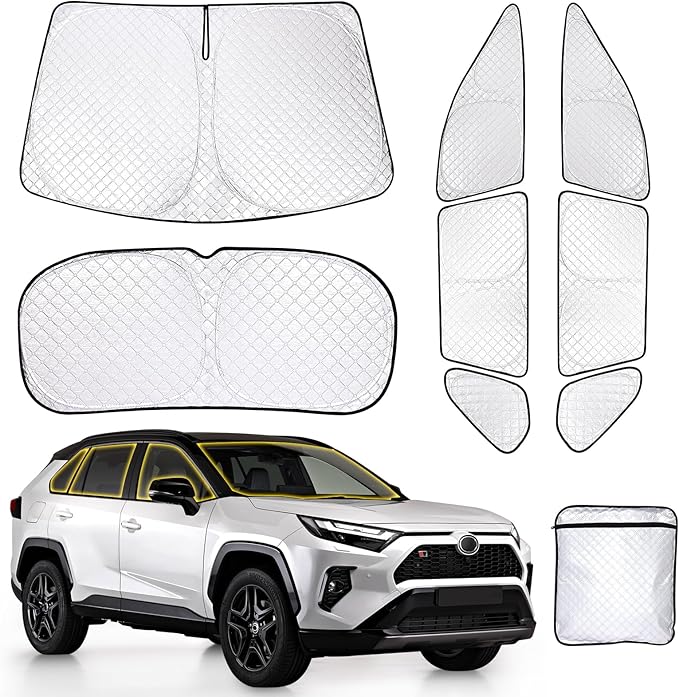 ZATOTOO Car Window Shades Toyota RAV4 2019-2024 Custom Sun Shades Full Set Front Side Rear Triangle Window Covers Total Blackout Privacy & UV Protection Heat Blocking for Camping Napping Long Parking