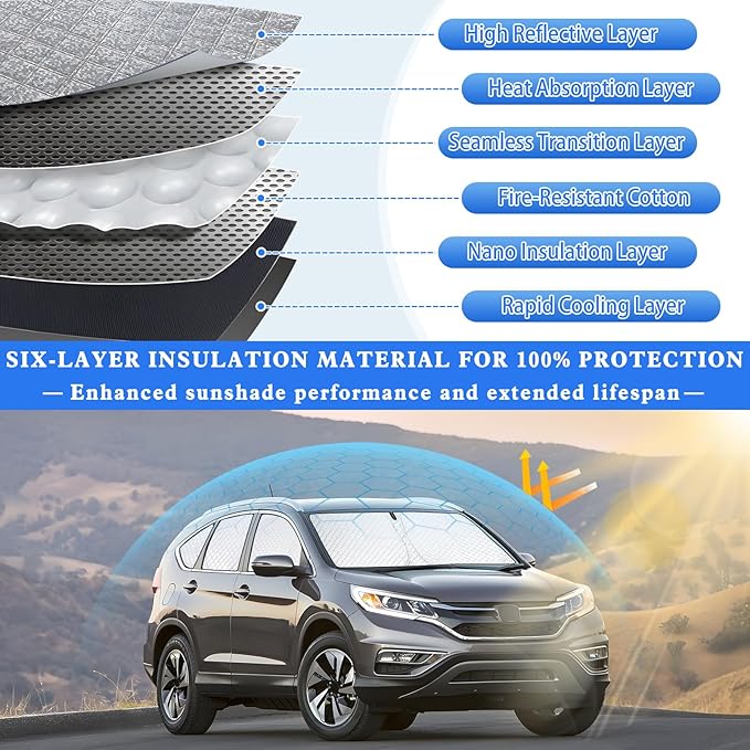 ZATOTOO Car Window Shades for 2017-2022 CR-V Sun Shade for Side Window Front Rear Windshield Triangular Window Shade Full Privacy Heat UV Ray Sun Blocker for Camp Nap Long Time Parking