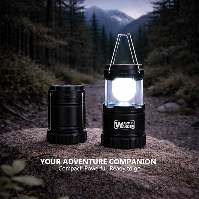Solar & Rechargeable LED Camping Lantern - IP55 Waterproof, Hanging Hooks, Power Bank, Magnetic Base, Bright & Portable - Campervan, Camper, Hiking, Outdoor, Power Outage