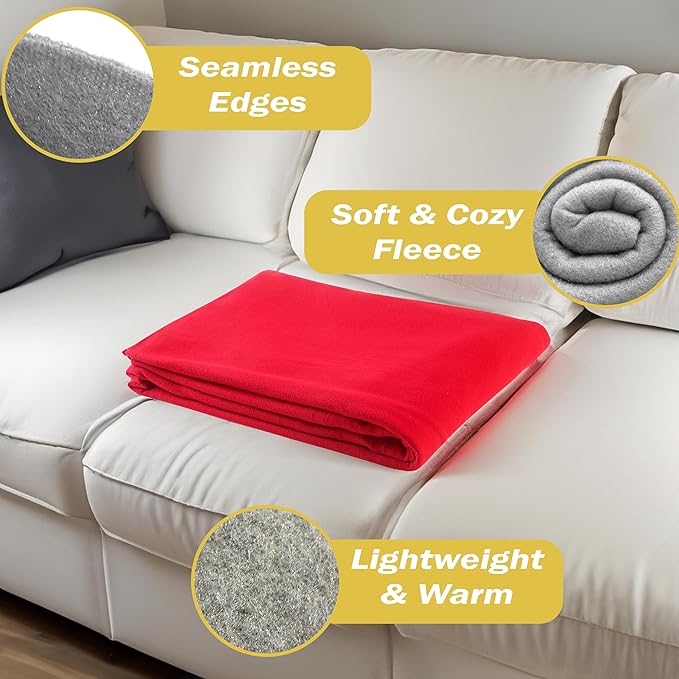 12 Pcs Fleece Throw Blankets, Bulk Pack 50x60 Soft for Home, Office, Wedding Gift Camping Bed Couch Pet