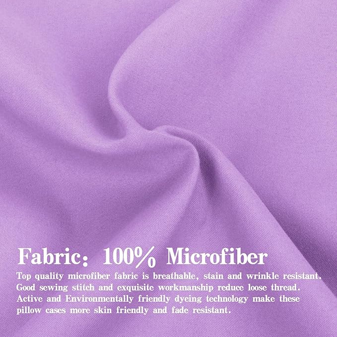 NTBAY Microfiber Toddler Pillowcases with Envelope Closure, 2 Pack 100% Brushed Microfiber Super Soft Travel Kids Nursery Pillow Cases, 14"x20" Fits Pillows Sized 12"x16" 13"x18" 14"x19", Light Purple