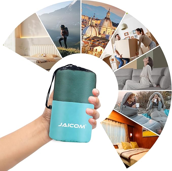 JAICOM Sleeping Bag Liner, Travel Sheets & Adult Sleep Sack, Ultralight and Portable Summer Sleeping Bag - Ideal for Backpacking, Hotels and Hostels, Business Trips, Camping