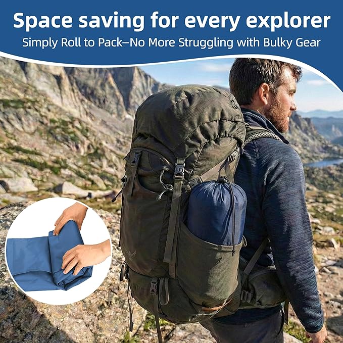 Camping Sleeping Pad, 4.7" Extra-Thick Camping Mattress with Pillow, Built-in Foot Pump Ultralight Inflatable Sleeping Pads for Camping Hiking Backpacking Traveling Tent, Navy Blue, Single