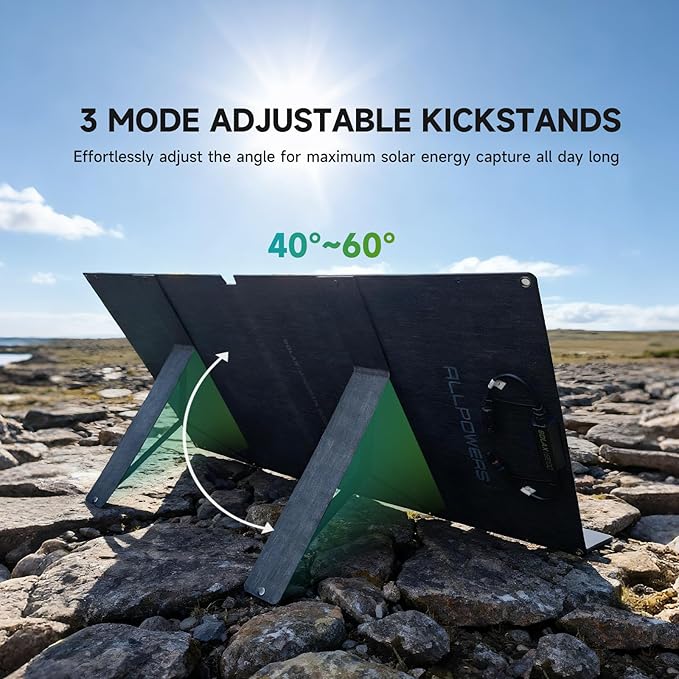 ALLPOWERS SOLAX SE100 100W Portable Solar Panel,High-Efficiency 23%-25% Monocrystalline Folding Solar Charger for Solar Generator,Camping&RV,12V/24V Compatible,IP68 Waterproof