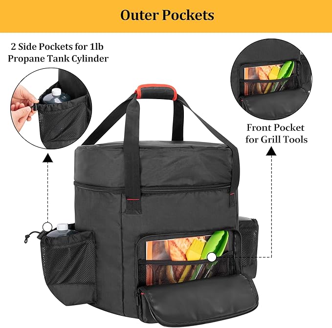 samdew Stove Carry Bag Compatible with Coleman 4-in-1 Portable Propane Camping Stove, Outdoor Grill Storage Case with Pockets for Grill Tools, for Camping, Tailgating, Grilling, Bag Only