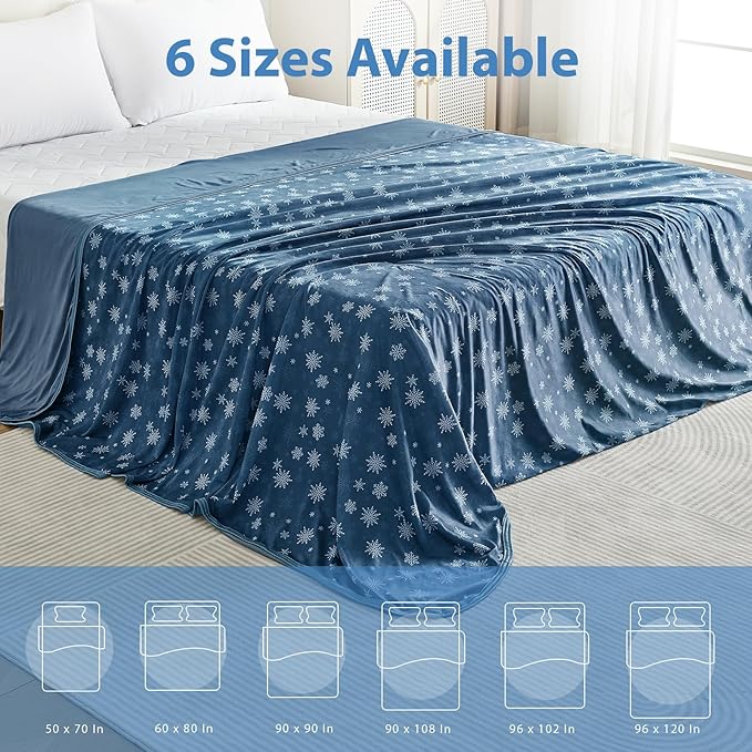 OIGAE Cooling Blanket for Hot Sleepers - Soft & Lightweight Summer Cold Blanket for Night Sweats | Perfect for Bed, Couch, Sofa (Dark Blue, Throw 50'' x 70'')