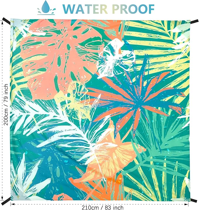 HIHOHO Beach Blanket Waterproof Sandproof Extra Large Beach Mat 79" X 83"/120"x108"for 1-8 Adults Quick Drying Durable Outdoor Picnic Mat for Beach Travel Camping Hiking