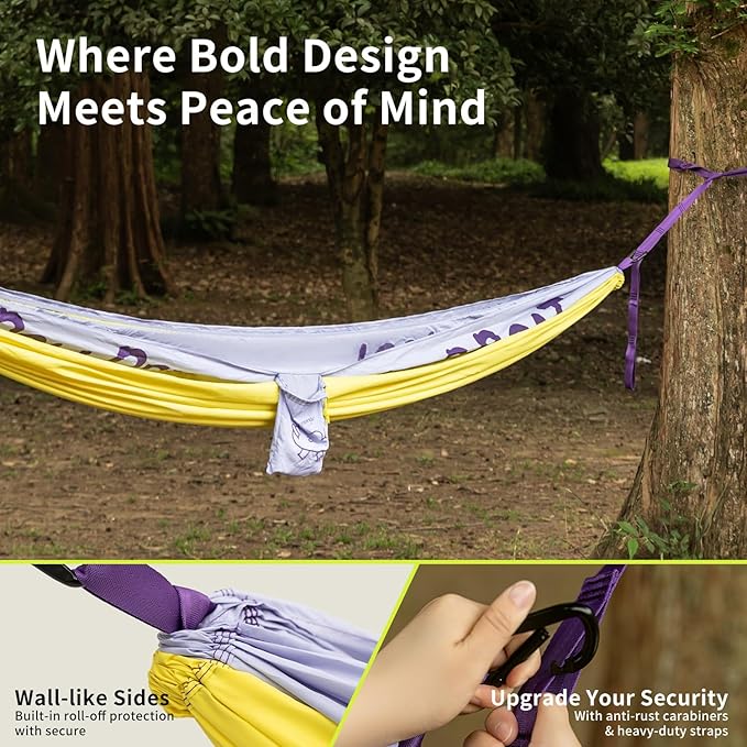 Morning Deer Double Camping Hammock for 2 Person with Tree Straps, 450lbs Capacity Lightweight Portable Hammock, Extra Large 290x180cm Outdoor Camping Hammock for Backyard, Hiking, Travel, Backpacking