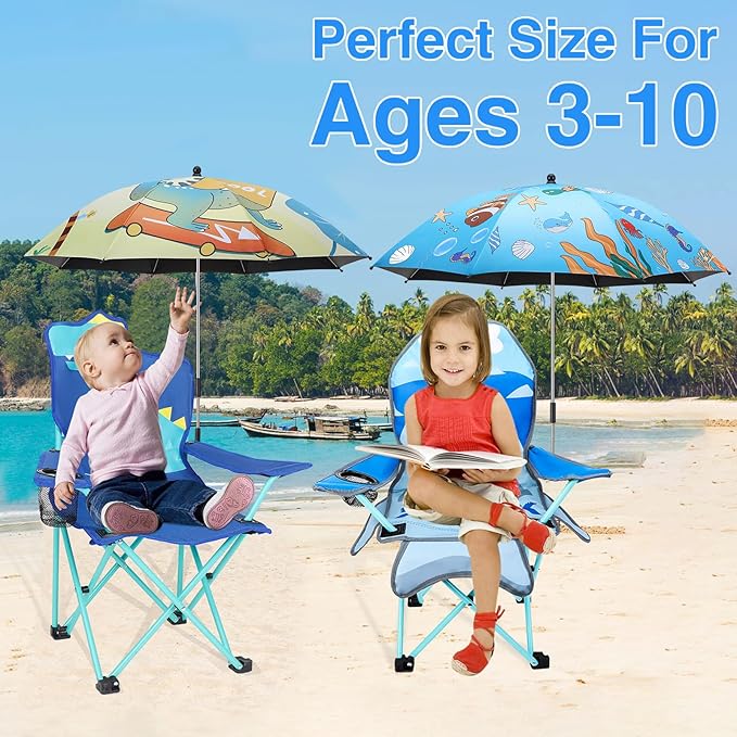 KABOER Kids Outdoor Folding Lawn and Camping Chair with Cup Holder and Carrying Bag, Children's Camping Chairs
