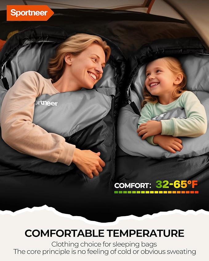 Sportneer Sleeping Bag for Adults & Kids, Cold Weather & Warm Waterproof Camping Sleeping Bag, Compact Portable for Camping Hiking & Travel