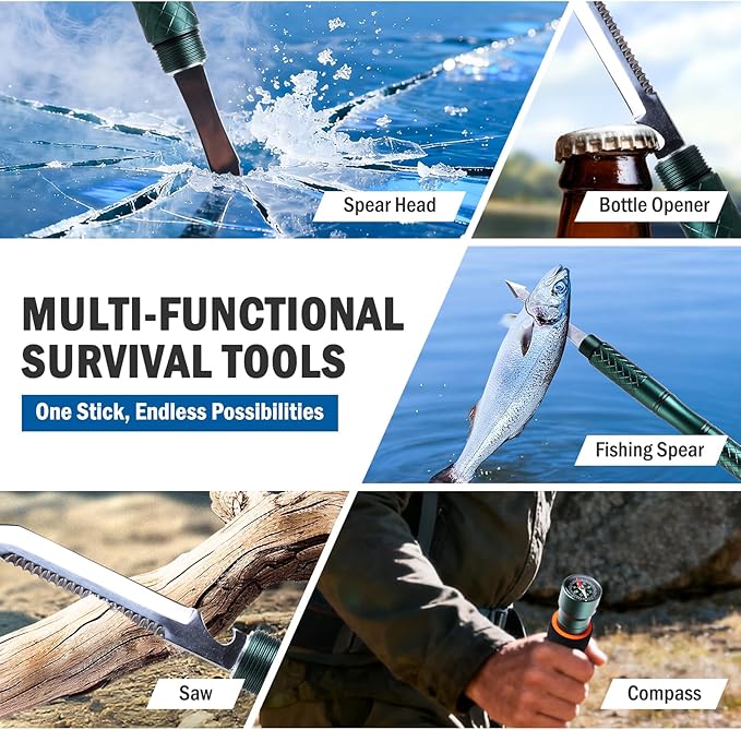 Tactical Walking Stick, Survival Hiking Stick Walking Staff, Lightweight Tactical Cane Gear, Aluminum Trekking Pole for Outdoor Adventures, Gifts for Outdoorsy Men